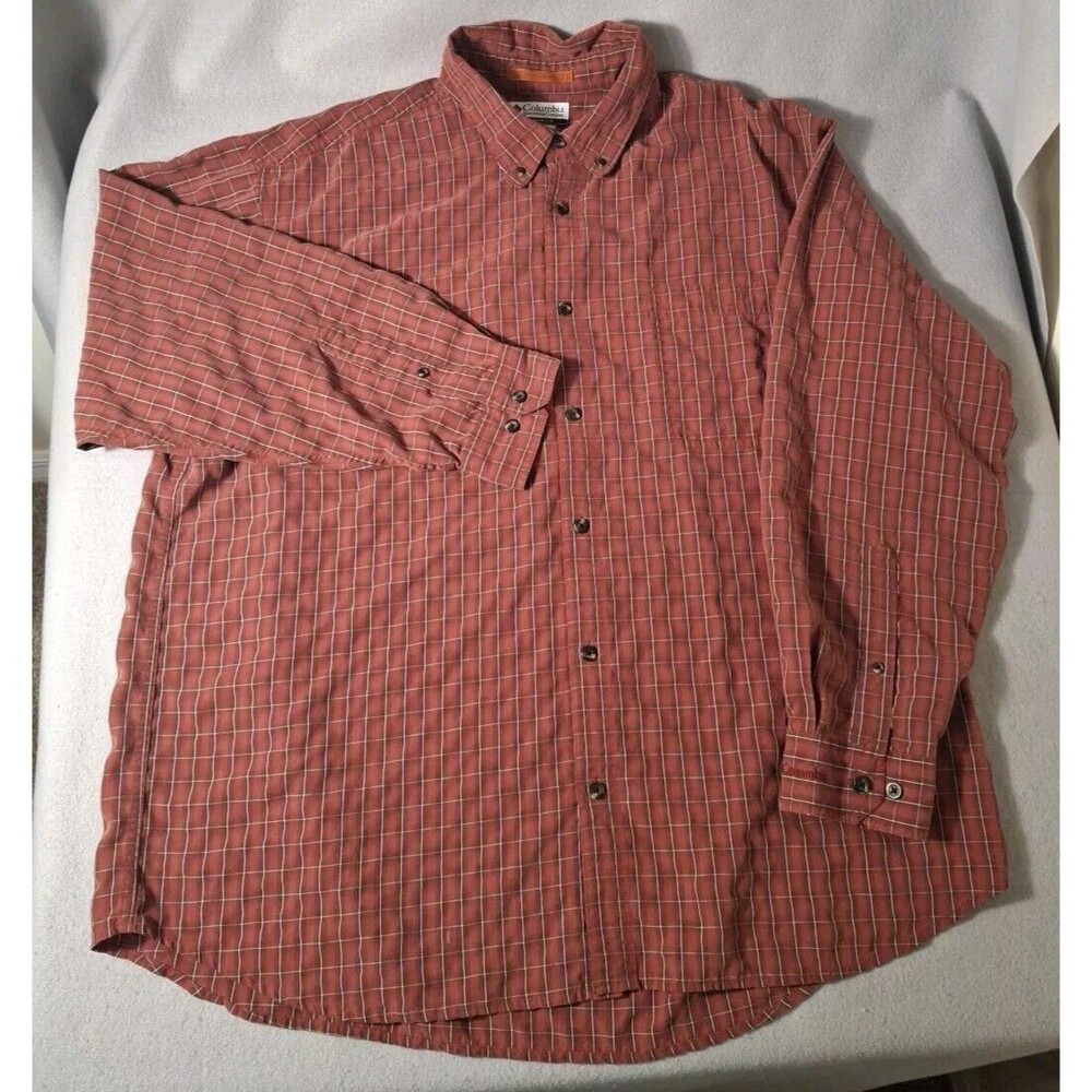 Columbia Sportswear Men's XXL Button-down Burgundy Long Sleeve Dress Shirt Modal